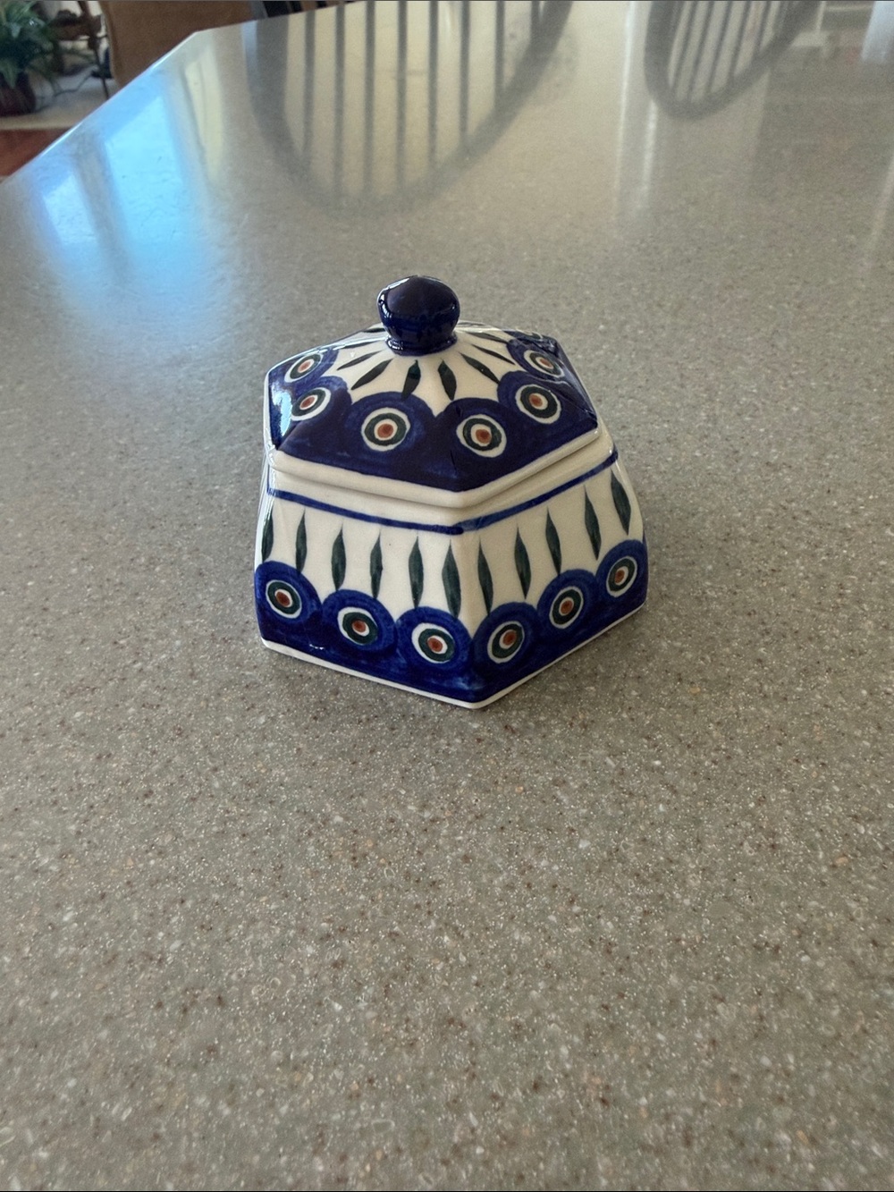 Polish pottery covered dish